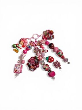 Strawberry Shortcake Pink Beaded Bag Charm